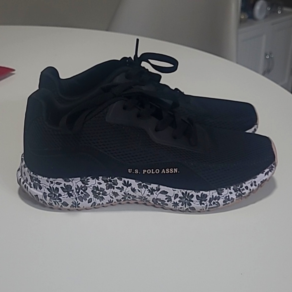 U.S. Polo Black Sneakers with Floral Sole